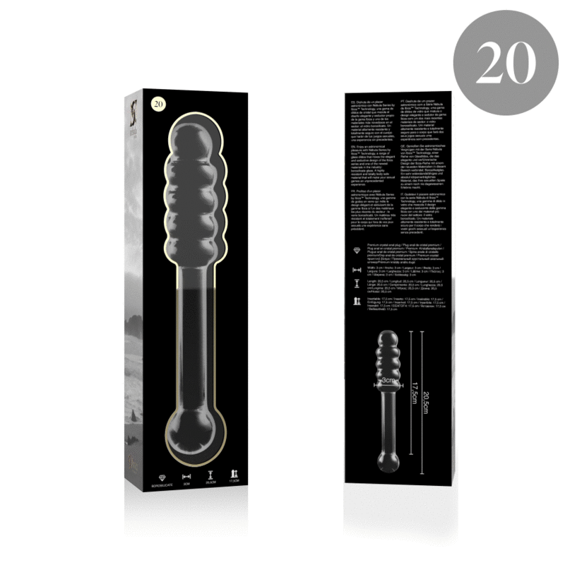NEBULA SERIES BY IBIZA - MODELO 20 DILDO DE CRISTAL DE BOROSILICATO TRANSPARENTE 20.5 CM -O- 3 CM