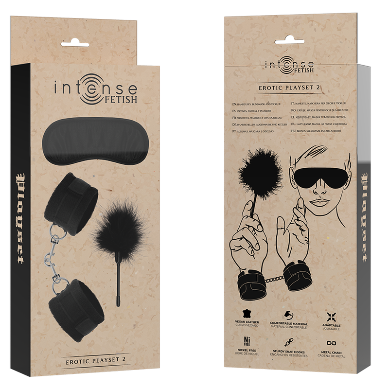 INTENSE - SET EROTICO FETISH 2 CON MANETTE, BENDAGGIO E SOLLETICATORE