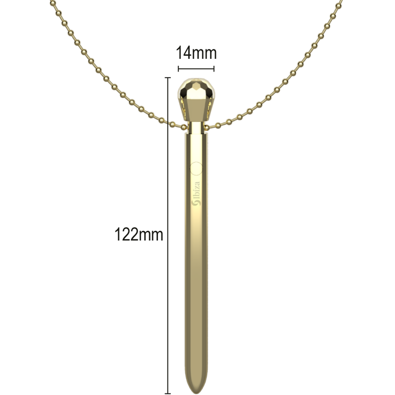 IBIZA - STIMOLATORE TASCABILE PER CLITORIDE A COLLANA CARICATORE USB 12 MODALITÀ DI VIBRAZIONE ORO 12,2 X 1,5