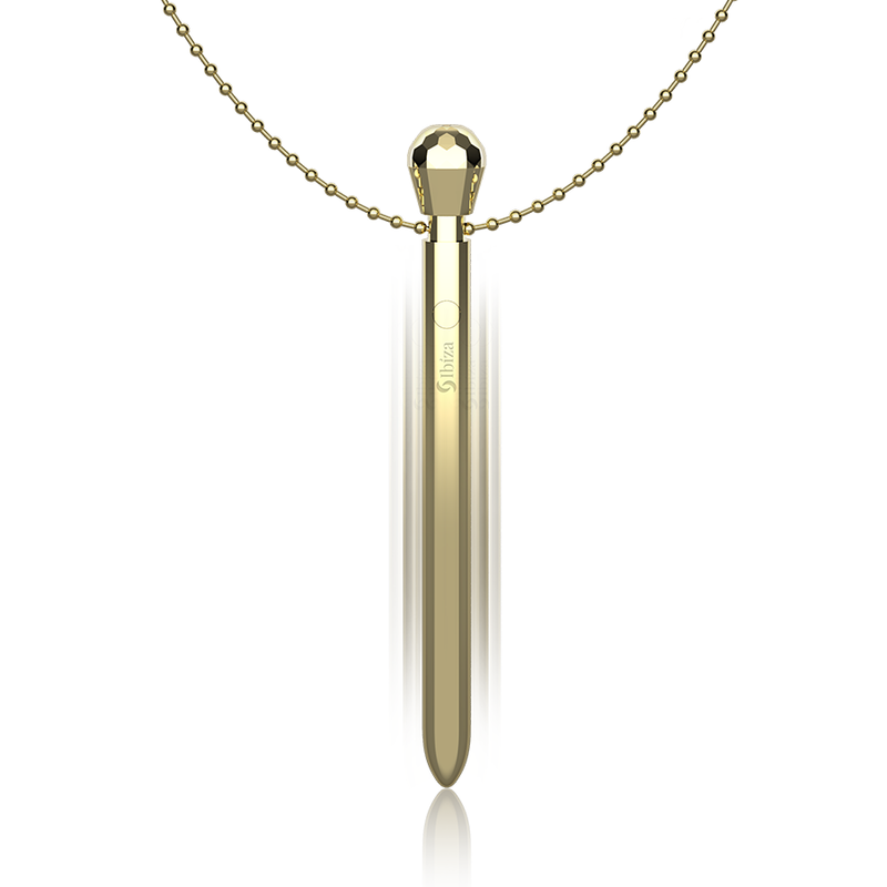 IBIZA - STIMOLATORE TASCABILE PER CLITORIDE A COLLANA CARICATORE USB 12 MODALITÀ DI VIBRAZIONE ORO 12,2 X 1,5