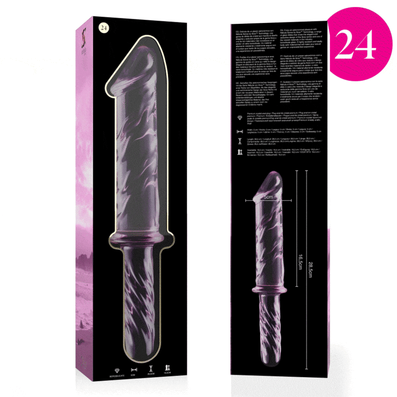 NEBULA SERIES BY IBIZA - MODELO 24 DILDO DE VIDRIO BOROSILICATO ROSA 28.5 CM -O- 5 CM