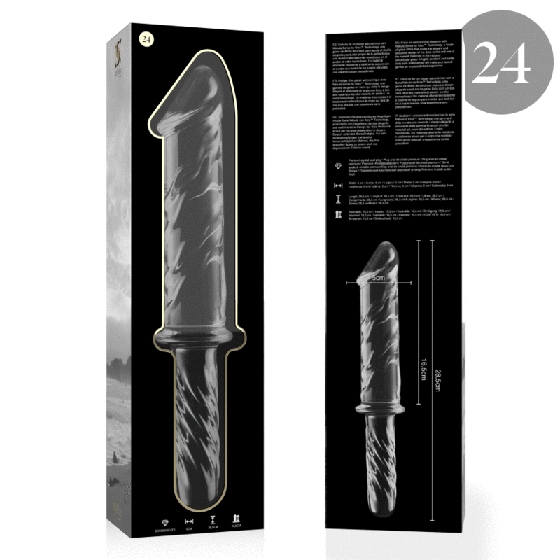 NEBULA SERIES BY IBIZA - MODELO DILDO DE CRISTAL BOROSILICATO TRANSPARENTE 24 28.5 CM -O- 5 CM