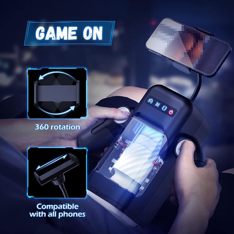 GAME CUP - MASTURBATORE A VIBRAZIONE CON SPINTA, FUNZIONE RISCALDANTE E SUPPORTO PER CELLULARE - NERO