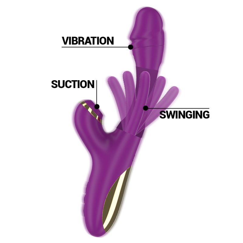 INTENSE - ATENEO VIBRATORE MULTIFUNZIONE RICARICABILE A 7 VIBRAZIONI CON LINGUA OSCILLANTE E ASPIRAZIONE VIOLA