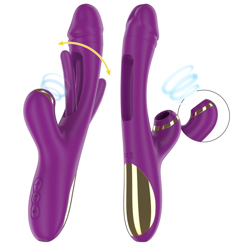 INTENSE - ATENEO VIBRATORE MULTIFUNZIONE RICARICABILE A 7 VIBRAZIONI CON LINGUA OSCILLANTE E ASPIRAZIONE VIOLA