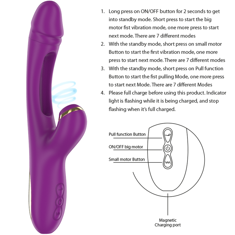 INTENSE - ATENEO VIBRATORE MULTIFUNZIONE RICARICABILE A 7 VIBRAZIONI CON LINGUA OSCILLANTE E ASPIRAZIONE VIOLA