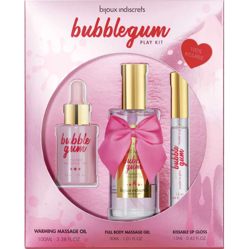 BIJOUX - KIT DI GIOCO INDISCRETS BUBBLEGUM CON OLIO, GEL E LUCIDALABBRA