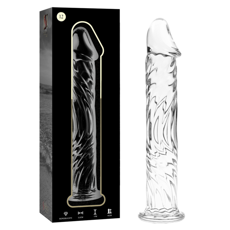 NEBULA SERIES BY IBIZA - MODELLO 12 DILDO IN VETRO BOROSILICATO TRASPARENTE 17 CM -O- 3,5 CM