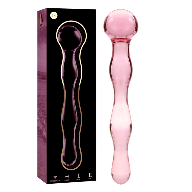 NEBULA SERIES BY IBIZA - MODELLO 13 DILDO IN VETRO BOROSILICATO ROSA 18 CM -Ø- 3,5 CM