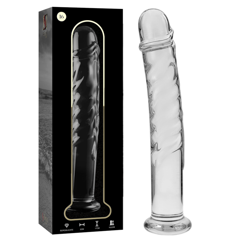 NEBULA SERIES BY IBIZA - MODELO DILDO DE CRISTAL BOROSILICATO TRANSPARENTE 18.5 CM -O- 3 CM