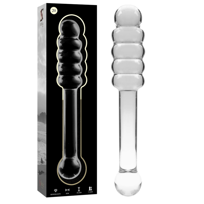 NEBULA SERIES BY IBIZA - MODELO 20 DILDO DE CRISTAL DE BOROSILICATO TRANSPARENTE 20.5 CM -O- 3 CM