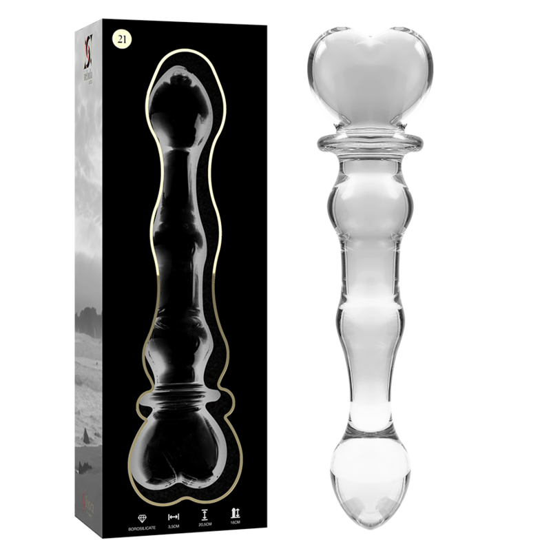 NEBULA SERIES BY IBIZA - MODELO 21 DILDO DE CRISTAL DE BOROSILICATO TRANSPARENTE 20.5 CM -O- 3.5 CM