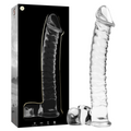 NEBULA SERIES BY IBIZA - MODELLO 23 DILDO IN VETRO BOROSILICATO TRASPARENTE 21,5 CM -O- 4 CM