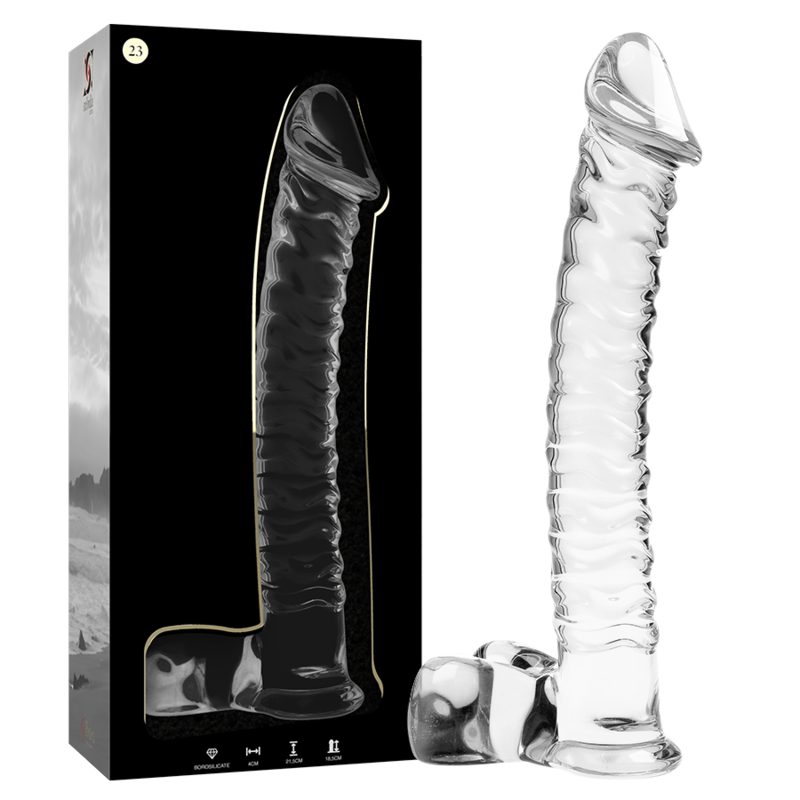 NEBULA SERIES BY IBIZA - MODELLO 23 DILDO IN VETRO BOROSILICATO TRASPARENTE 21,5 CM -O- 4 CM