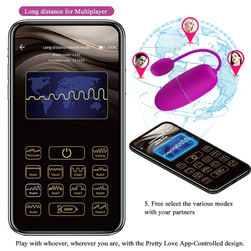 PRETTY LOVE - HUEVO VIBRADOR NYMPH CONTROLADO POR APP VIOLETA