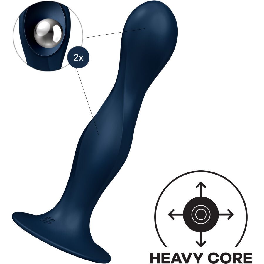 SATISFYER - DILDO IN SILICONE DOUBLE BALL-R BLU