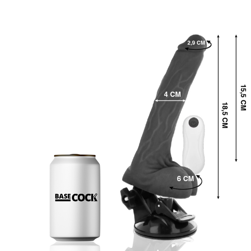 BASECOCK - VIBRATORE ARTICOLATO TELECOMANDATO NERO 18,5 CM -O- 4 CM