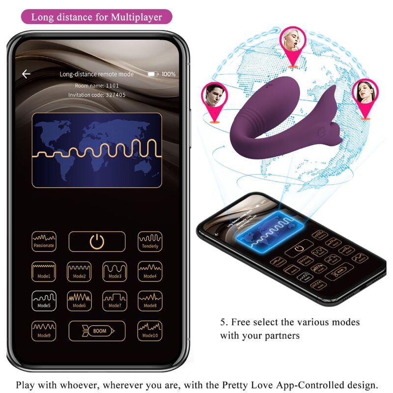 PRETTY LOVE - VIBRADOR CON CONTROL REMOTO POR APLICACIÓN JAYLEEN VIOLETA