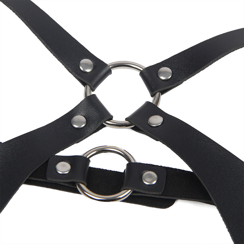 SUBBLIME - PETTORALE COMPLETO CON FIBBIE IN PELLE NERA TAGLIA UNICA