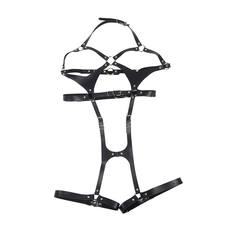 SUBBLIME - PETTORALE COMPLETO CON FIBBIE IN PELLE NERA TAGLIA UNICA