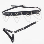 SUBBLIME - BELT HARNESS AND GARTERS WITH RINGS AND CHAIN DETAIL ONE SIZE