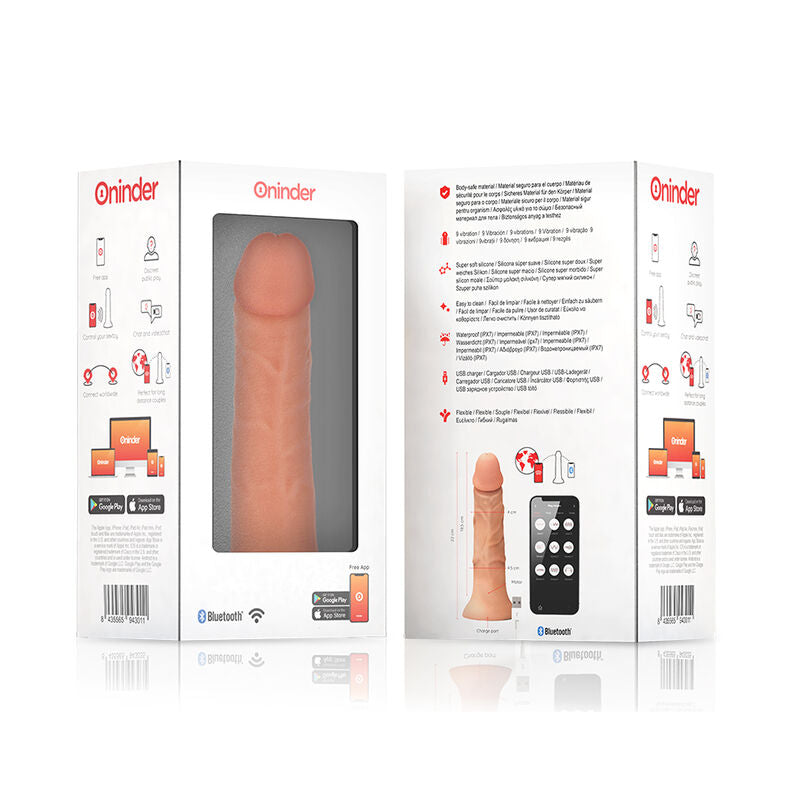 ONINDER - GRANDE DILDO VIBRANTE BOGOTÁ 9 VELOCITÀ NATURALE 22 CM - Ø 4,5 CM - APP GRATUITA