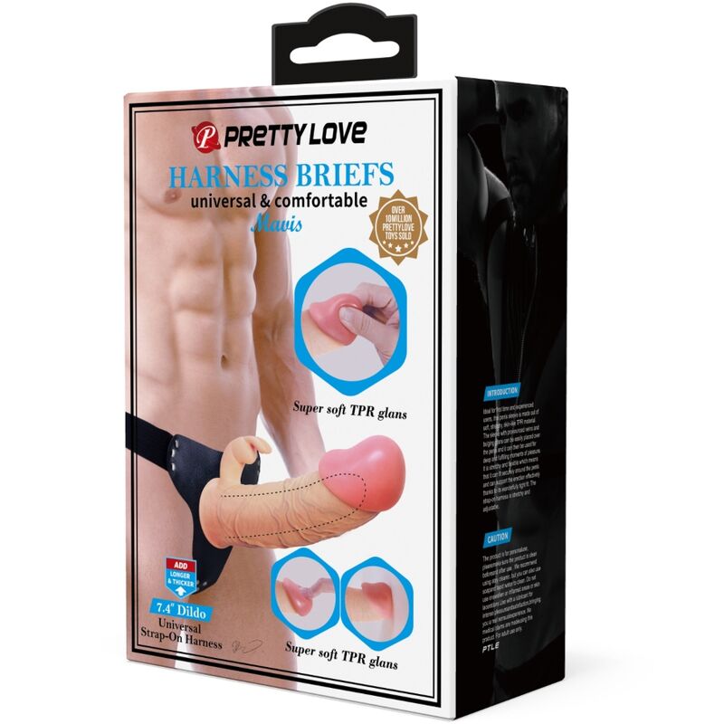 PRETTY LOVE - MAVIS ARNÉS BRAGA UNIVERSAL CON DILDO DE 19 CM NATURAL