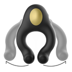 ARMONY - RECHARGEABLE BLACK - GOLD 3-MOTOR SILICONE VIBRATING RING