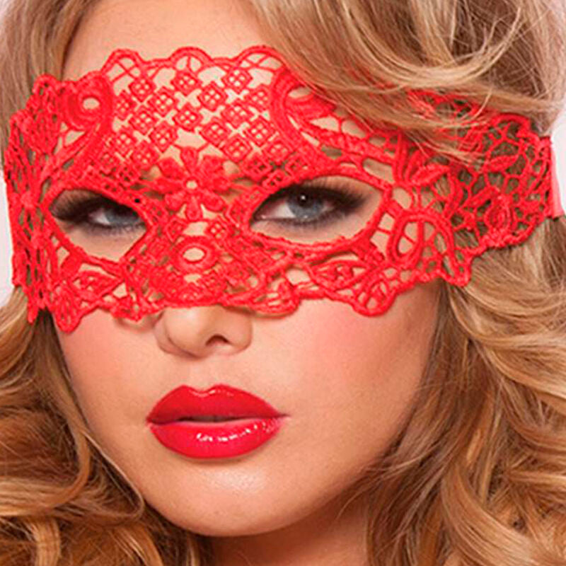 QUEEN LINGERIE - MASCHERA IN PIZZO ROSSO