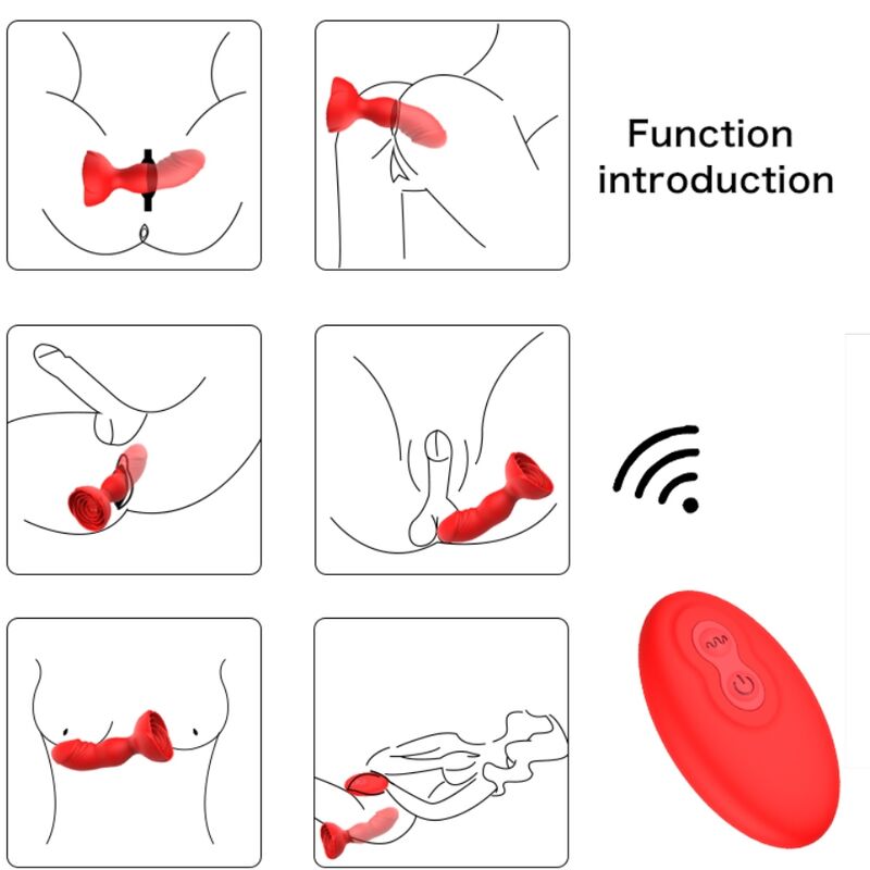 ARMONY - VIBRADOR EXTREME A BLOOM ROSA Y ANAL PLUG CON MANDO A DISTANCIA ROJO