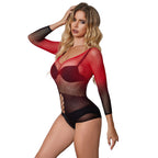SUBBLIME - 952259 ELASTIC MESH DRESS LONG SLEEVES RED AND BLACK GRADIENT ONE SIZE