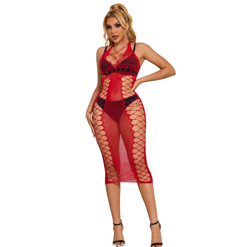 SUBBLIME - 952327 VESTIDO LARGO DE RED ROJO TALLA ÚNICA