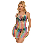 SUBBLIME - 952365 VESTIDO DE REJILLA CON HOMBROS DESCUBIERTOS ARCOÍRIS TALLA ÚNICA
