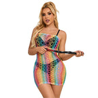 SUBBLIME - 952365 VESTIDO DE REJILLA CON HOMBROS DESCUBIERTOS ARCOÍRIS TALLA ÚNICA