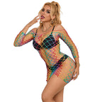 SUBBLIME - 952426 VESTIDO DE REJILLA MANGA LARGA ARCOÍRIS TALLA ÚNICA