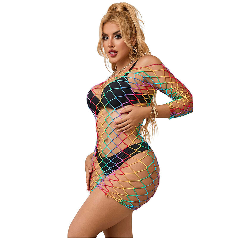 SUBBLIME - 952426 VESTIDO DE REJILLA MANGA LARGA ARCOÍRIS TALLA ÚNICA