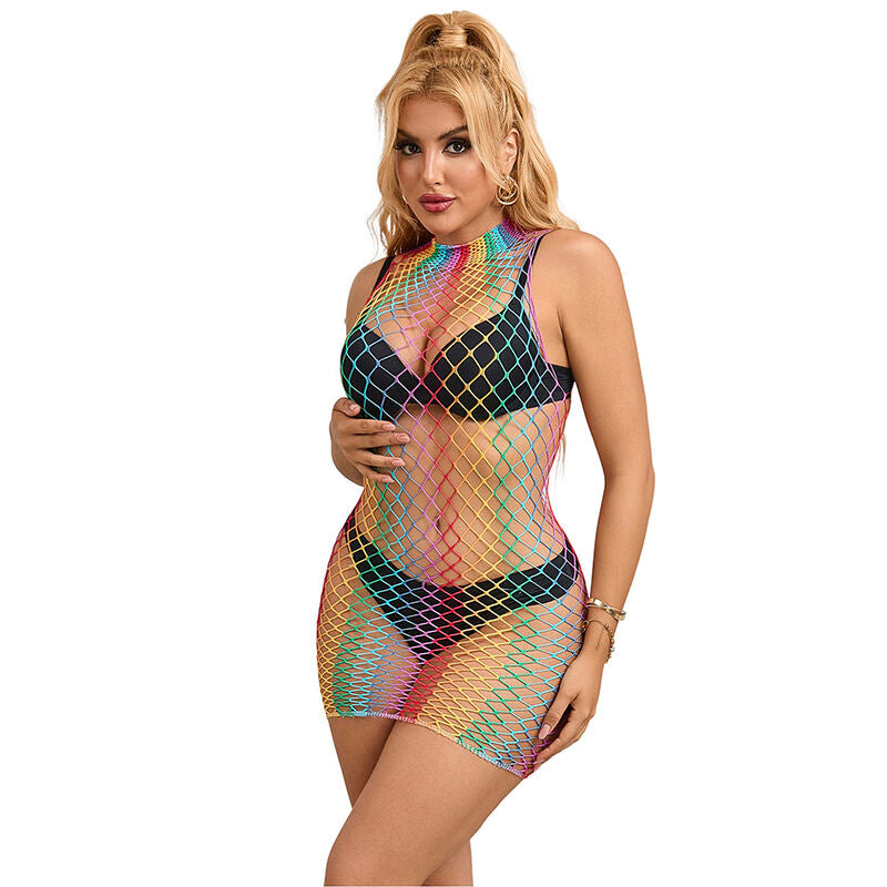 SUBBLIME - 952433 ABITO IN RETE SENZA MANICHE COLLO ALTO ARCOBALENO TAGLIA UNICA