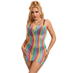 SUBBLIME - 952457 VESTIDO DE REJILLA SIN MANGAS CON HOMBROS DESCUBIERTOS ARCOÍRIS TALLA ÚNICA