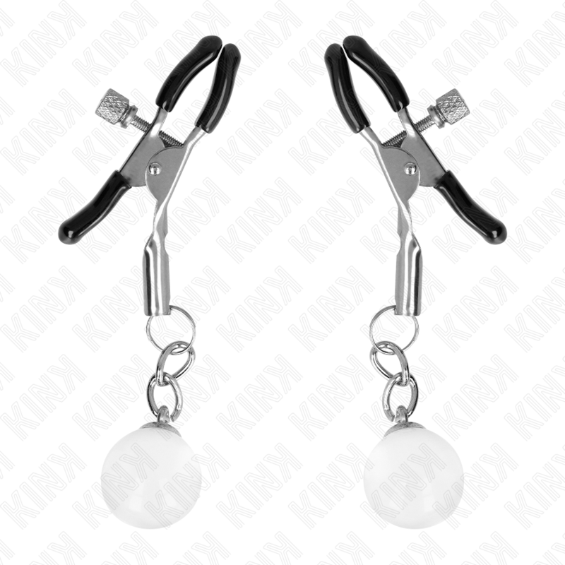 KINK - SILVER GLASS BEAD NIPPLE CLAMPS 6 CM
