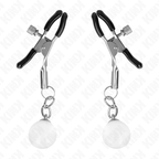 KINK - SILVER GLASS BEAD NIPPLE CLAMPS 6 CM