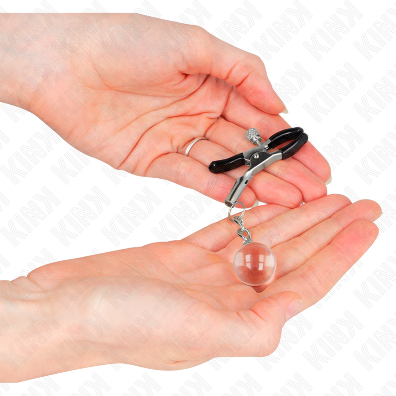 KINK - SILVER GLASS BEAD NIPPLE CLAMPS 6 CM