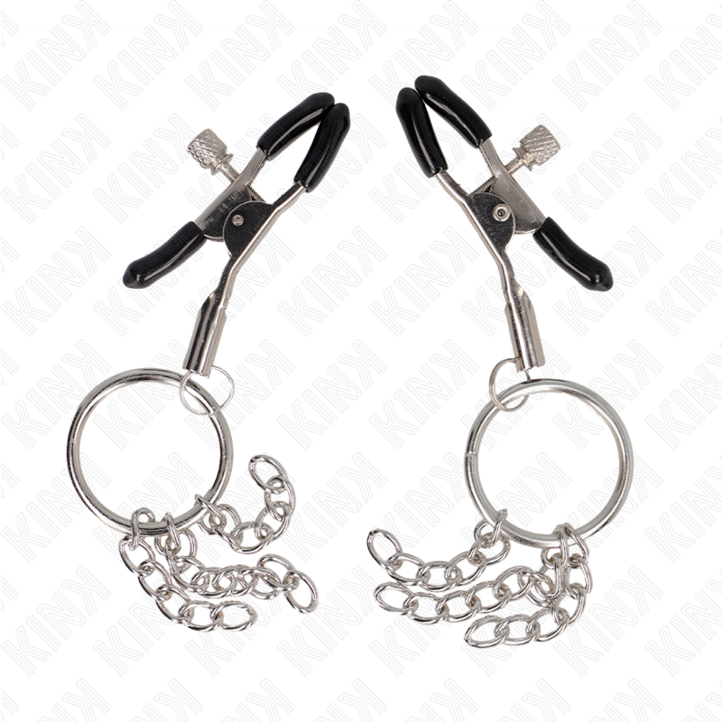 KINK - PINZA DE PEZÓN CON ANILLA Y CADENA PEQUEÑA PLATEADA 6 CM
