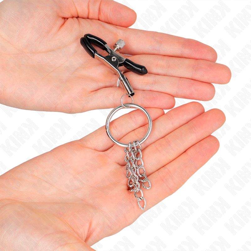 KINK - PINZA DE PEZÓN CON ANILLA Y CADENA PEQUEÑA PLATEADA 6 CM