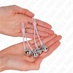KINK - LIGHT-UP SKULL NIPPLE CLAMPS WITH ADJUSTABLE BELL RINGS PINK / SILVER