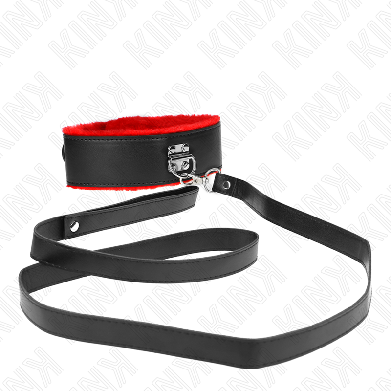 KINK - COLLAR CON CINTURÓN DE 116 CM CON PULSERA DE CUERO ROJO AJUSTABLE 40-48 CM X 6 CM
