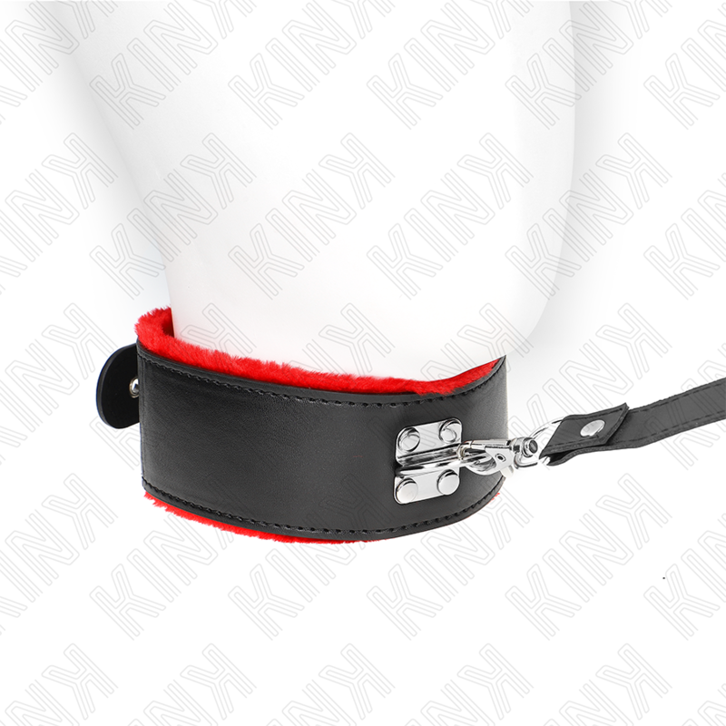 KINK - COLLAR CON CINTURÓN DE 116 CM CON PULSERA DE CUERO ROJO AJUSTABLE 40-48 CM X 6 CM