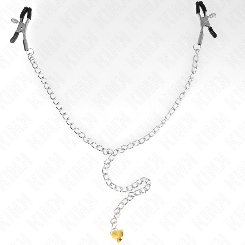 KINK - PINCES À TÉTONS CHAÎNE AVEC PENDENTIF CORNE 30 CM