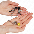 KINK - PINCES À TÉTONS CHAÎNE AVEC PENDENTIF CORNE 30 CM