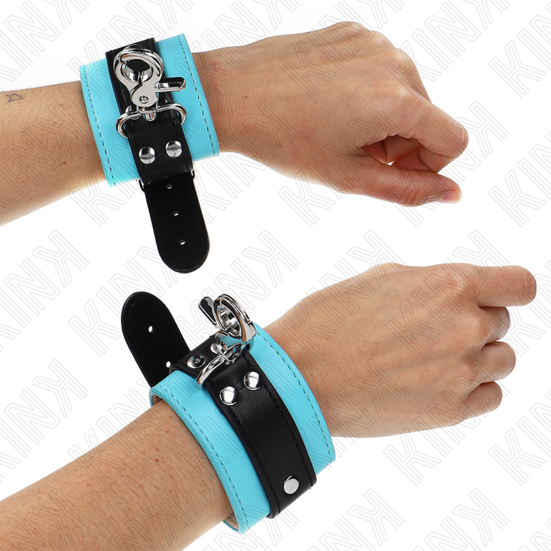 KINK - MANETTE BLOCCABILI PREMIUM NERO / BLU REGOLABILI 21-28 CM X 5,5 CM