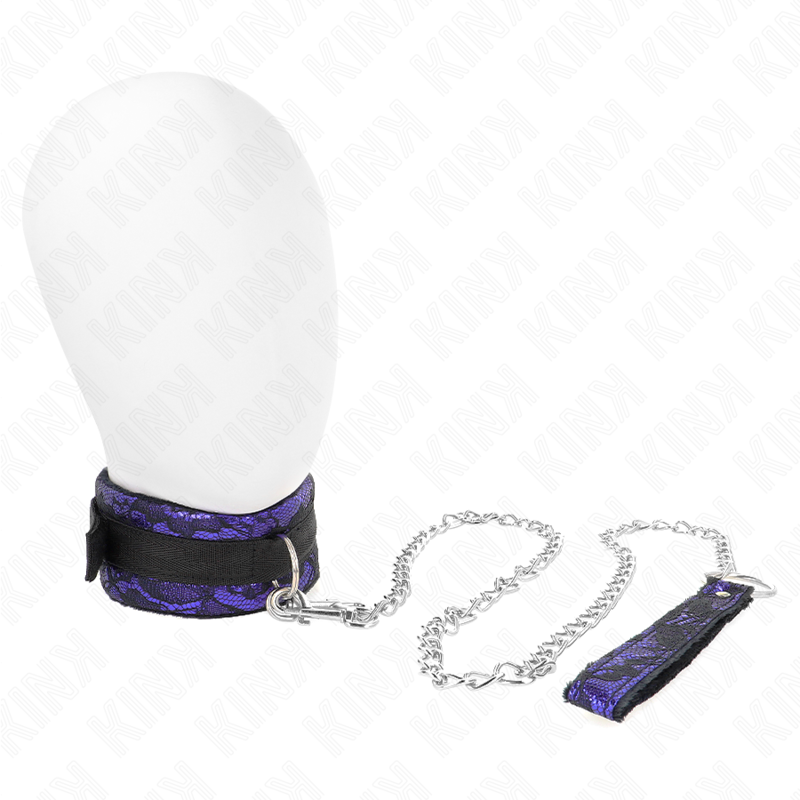 KINK - GARGANTILLA CORTA DE ENCAJE DE TERCIOPELO CON CINTURÓN DE 105 CM Y ADORNO DE NYLON DE 44 X 5,5 CM